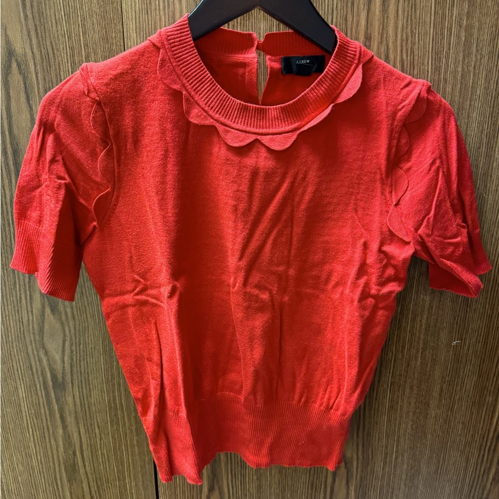 J.Crew Scallop Neck Red Shirt Sweater